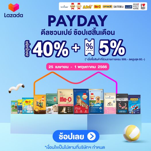 ใกล้สิ้นเดือน บ้านไหนอาหารแมวใกล้หมด ไปช้อปออนไลน์ที่ lazada กันได้นะครับ มีส่วน 1